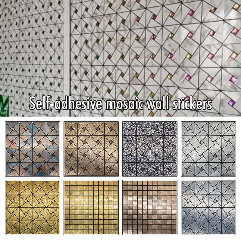 Europäischen Stil Metall Mosaik Wand Aufkleber Selbst-klebe Wand Fliesen Backsplash Wohnzimmer TV Hintergrund Wand Dekor Mosaik Stick