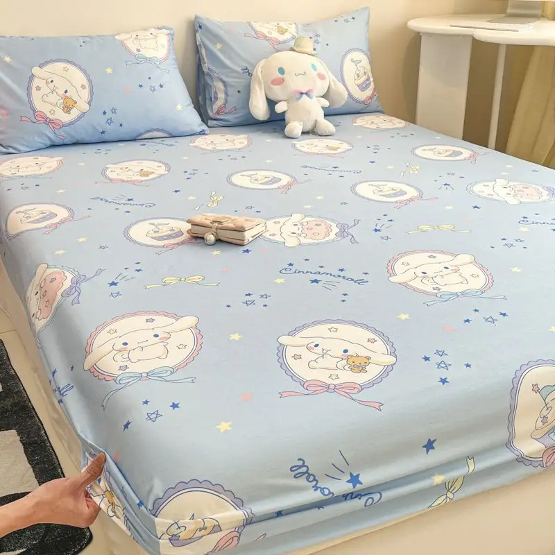 Hallo Kitty Cinna moroll Kuromi Sanrio Anime Cartoon Baumwolle Tages decke Kawaii Kinder Spann betttuch Kawaii rutsch feste Blatt Geschenk Image