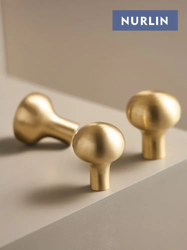 Nurlin massives Messing, glatte, runde Schrankknöpfe, Schubladengriffe, Kleiderschranktür, Tbar, elegante Haptik, angenehmes Gefühl Image