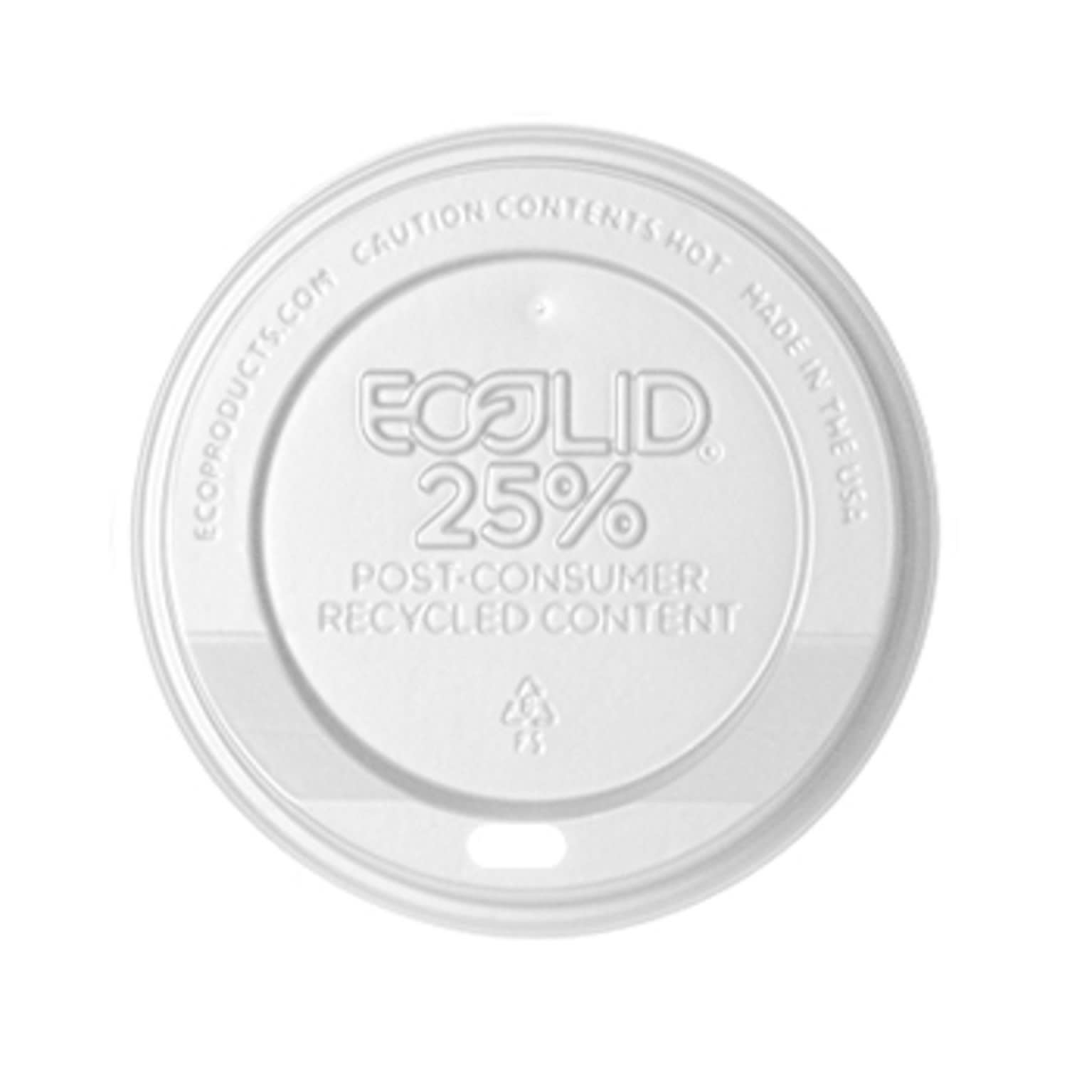 Eco Products EP-HL8-WR BlueStripe EcoLid Flat Lid for 8 oz Hot Cups - Polystyrene, White, Case of 1000
