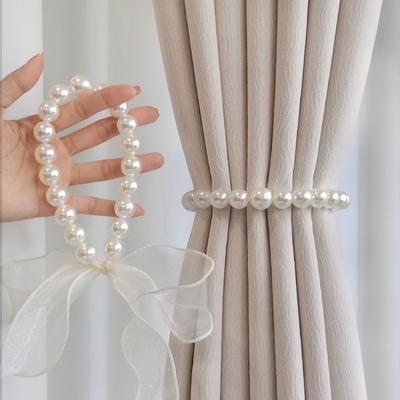 1pc Ribbon Faux Pearl Curtain Tieback Simple Moder...