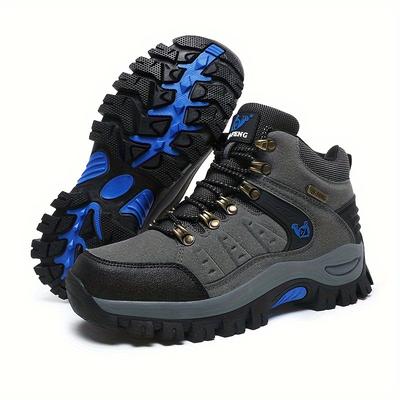 Men's Trendy Durable Lace Up Hiking Boots, Comfy Non Slip Shoes For Men's Outdoor Activities