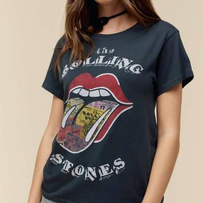 Daydreamer Rolling Stones Ticket Fill Tour Tee In Vintage Black - Black