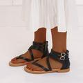 sandales pour femmes été plat gladiateur sandales à sangle en T chaussures de sandale romaine chaussures à bout ouvert string tongs chaussures de plage décontractées creux noir abricot marron
