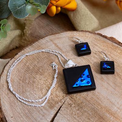 Square Dreams,'Square Blue and Black Dichroic Art ...