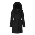 Hollies, Coats, female, Black, XL, Wool Coat with Fox Fur Hood