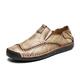 jonam Men's Shoes Men Shoes Leather Mens Shoes Casual Low Slip On Men's Shoes (Color : Khaki, Size : 13.5)