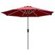 YYQ SHOP ø2.7m/8.8ft Large Umbrella Red Garden Beach Parasol Portable Folding Sun Shade Crank Mechanis,Waterproof,Aluminium Pole+Polyester
