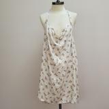 American Eagle Outfitters Dresses | American Eagle Light Pink Floral Draped Cowl Neck Halter Mini Dress, Size Large | Color: Cream/Pink | Size: L