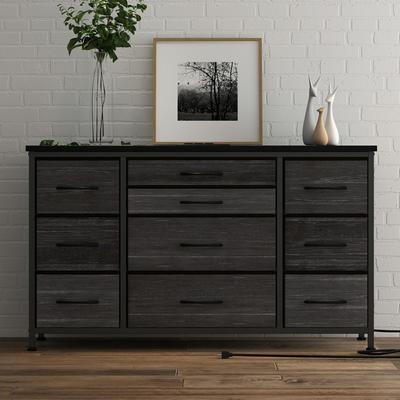 TV Stand with Power Outlet, 10 Drawers for 55'' TV - n/a