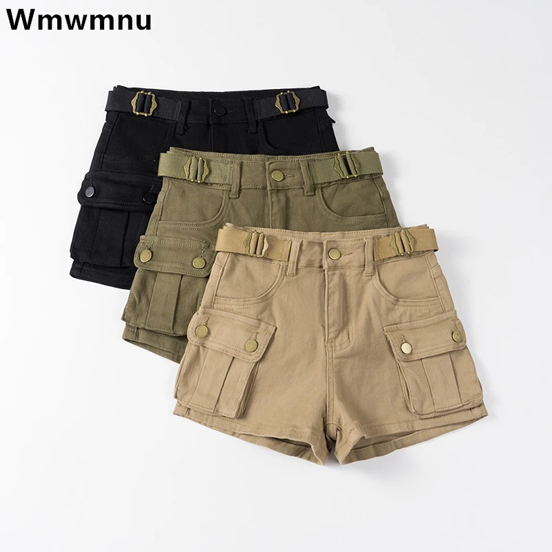 Shorts Denim Cargo hose Frauen sexy Streetwear hohe Taille Sommer Stretch Cortos große Taschen Mini Jeans neue Vintage Vaqueros