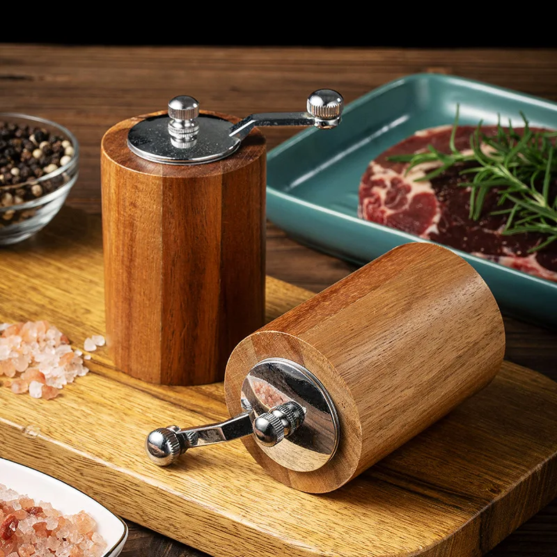 Holz Pfeffermühle manuelle Leinsamen mühle Pfeffermühle einstellbare Grobheit Haushalts mahl flasche Handkurbel Gewürzmühle Image