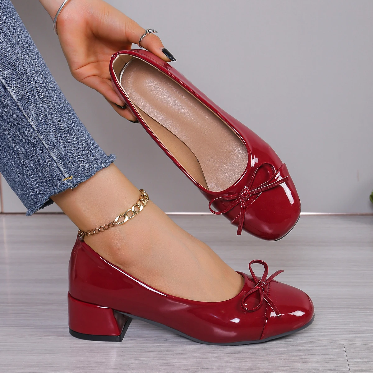 Schuhe Frauen Pumpen Plattform Heels Frauen Runde Kappe Bogen-knoten Süße Ballett Schuhe Büro Frau Mary Jane Schuhe Zapatos de Mujer