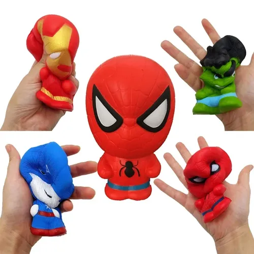 Wunder Anime Puppen Spider-Man Hulk Iron Man Kawaii Pu Stress abbau Squishy Spielzeug Kinder