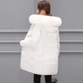 Parka à capuche en duvet de coton pour femme grande fourrure veste chaude décontractée vestes