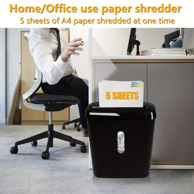 High Security P-1, 5 Sheet Strip Cut Paper With 2.11 Gallon Bin, Black, Paper Machine For Office/home Use