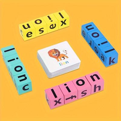 Wooden Blocks Spelling Game, Matching Letter Game ...