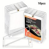 10pcs - Magnetic Card Holder, 35pt Magnetic Trading Card Holder, Baseball Card Holder, Hard Acrylic Card Cases, Card Protector For Game Baseball Sports Card, Fit For Standard Card