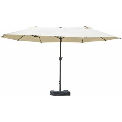 Doppel-Sonnenschirm mit Schirmständer, Cremeweiß, 4,6 x 2,7 cm - Cremeweiß - Outsunny