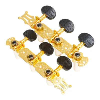 2pcs Classical Guitar Knobs Chords Open Black Gold Chords A Pair Of Guitar Tuning Chords with Screws Fine Pattern Guitar Parts