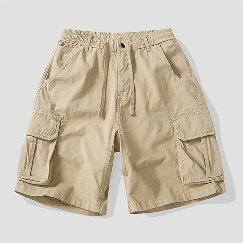 Herren Taktische Shorts Cargo Shorts Kurze Hosen Shorts Kurze Hosen Knopf Elastische Taille Multi Pocket Glatt tragbar Kurz Outdoor Täglich Campen und Wandern Modisch Klassisch Armeegrün Schwarz Image