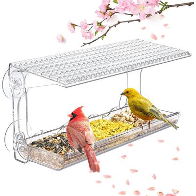 Window Bird Feeder for Outdoors, Clear Bird Feeders Window Mounted with Strong Suction Cups, Transparent Bird House Outside Wild Bird Watching for Garden, Yard, Elderly Kids Viewing