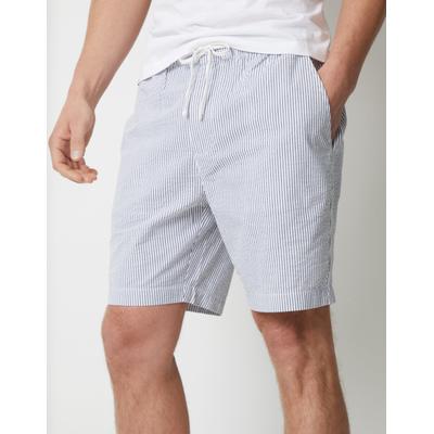 Threadbare Men's Blue & White Elasticated Seersucker Cotton Shorts