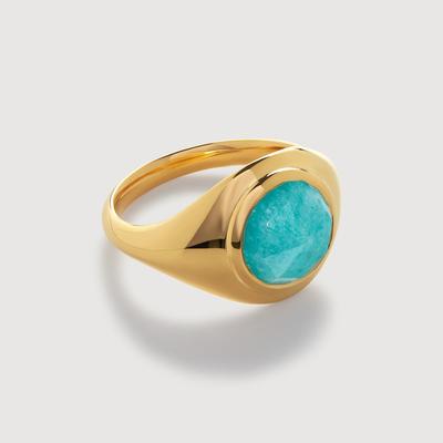 Gold Eclipse Gemstone Signet Ring Amazonite