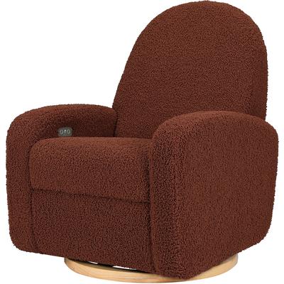 Babyletto Nami Electronic Swivel Glider Recliner w/ USB - Rouge Teddy Loop w/ Light Wood Base