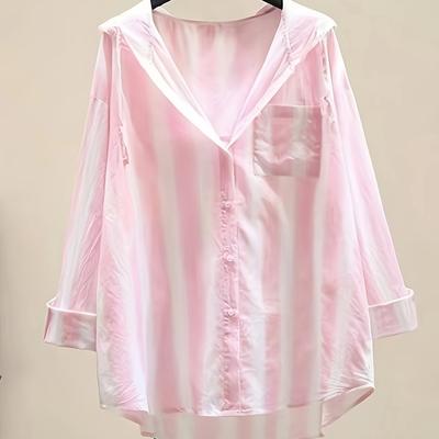 TEMU Striped Hooded Shirt For Women Image