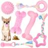 6 Packs Puppy Chew Toys For Teething, Cute Pink Puppy Toys Small Dog Toys, Soft Rubber Rope Dog Toys, Funny Bone Ball, Cleaning Teeth Dog Chew Toys, Puppy Teething Toys For Puppies