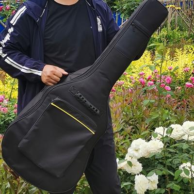 TEMU 1pc Thickened 41-inch Oxford Cloth Backpack Folk Guitar Bag Cotton Handbag Storage Protection Guitar