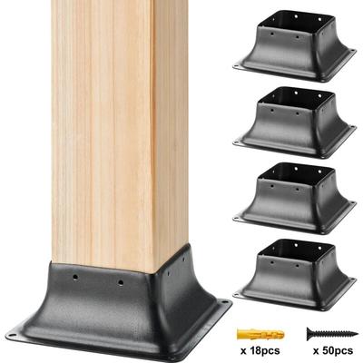4er-Set Aufschraubhülse 153 x 153 x 62 mm Pfostenträger Kohlenstoffstahl Pfostenschuh Pfosten Image