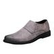 Oxford Dress Shoes for Men Slip On Pointed Burnished Toe PU Leather Anti-Slip Block Heel Rubber Sole Non Slip Low Top Casual(Color:Gray,Size:6 UK) Grey