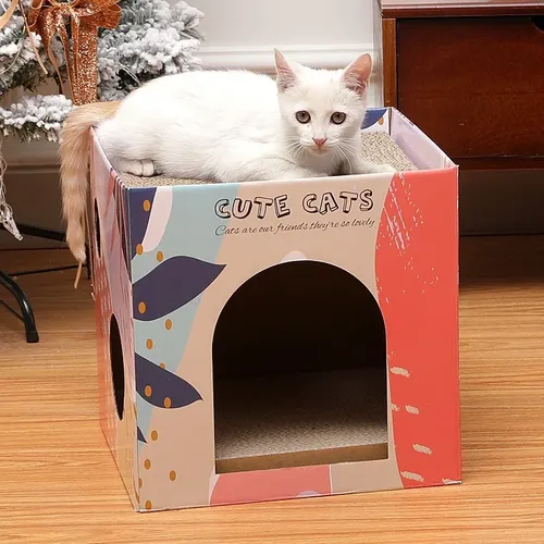 Katzen bett Haus Doppels chicht Katze Scratch Board Haustier Katze Haus und Wohnung Wellpappe Karton