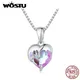 WOSTU – collier avec pendentif en forme de cœur pour femme chaîne Punk en argent cristal