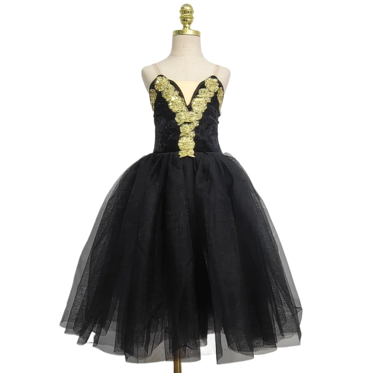 Schwarzes Ballettkleid, langer Tanz-Tutu-Rock für Kinder, professionelle Tanzbekleidung, Kostüme Image