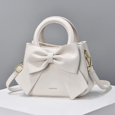 TEMU Fashion Solid Color Bow Zipper Small Bag Ladies Small Handbag Image