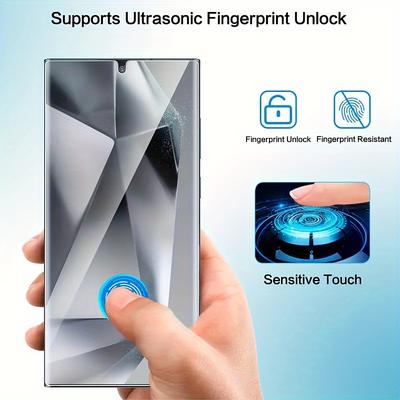 TEMU 2 Packs For Galaxy S24 Ultra Screen Protector [fingerprint Compatible] Touch Sensitive, 9h Hardness Tempered Glass For S24 Ultra 6.8 Inch, Case Friendly