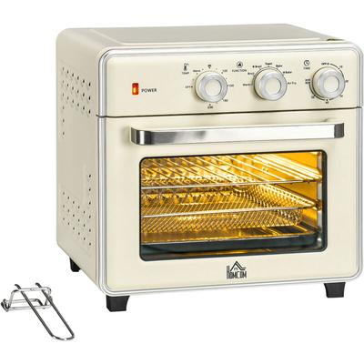 HOMCOM Minibackofen 20L, 5 in 1 Pizza-Ofen inkl. Backblech Set, Frittierkorb, Krümelblech, 1 Std.