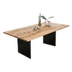 SIT Möbel Tisch | Wildeiche natur | Plattenstärke 40 mm | Gestell Metall schwarz | B 200 x T 100 x H 76 cm | 16081-11 | Serie TOPS & TABLES Image