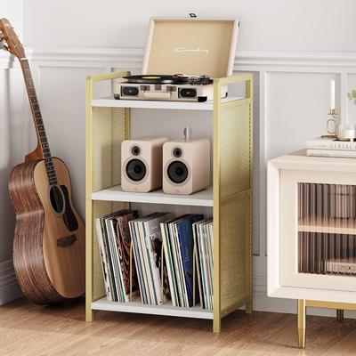 Record Player Stand,3-Tier Side Table with Vinyl Record Storage Rack