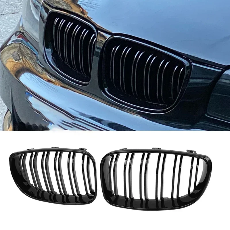 Per BMW E81 E87 E82 E88 128I 130I 135I Auto Paraurti Anteriore Rene Griglia Griglie Da Corsa Griglie Nero Lucido Doppia Alghe Grill 07-11