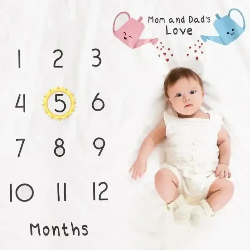 Neugeborenen Fotografie Requisiten Hintergrund Decken Monatliches Wachstum Meilenstein Decke Fotografie Zubehör Baby Hintergrund Tuch Image