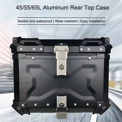 Motorrad Hinten Top Case Moto Gepäck Lagerung Schwanz Box Wasserdichte Motorrad Aluminium Stamm Key Lock Werkzeug box 45L/55L/65L