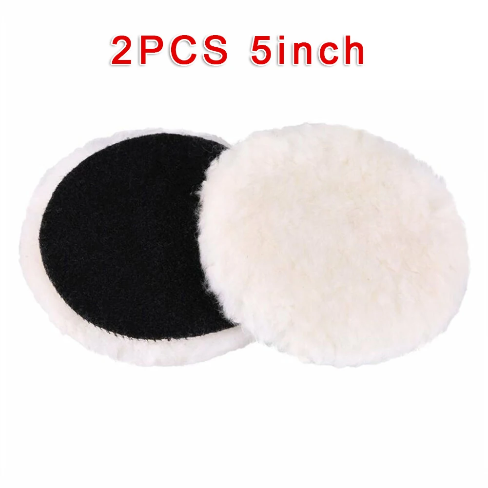 2 stücke 5/6/7 Zoll Wolle Polieren Polieren Pads Bonnets Schleifen Auf Auto Puffer Autos Zubehör Reinigung Werkzeuge Polieren disc Image