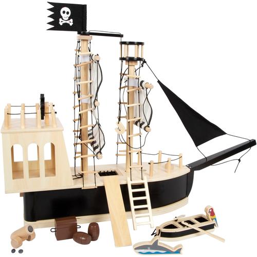 Spielzeug-Schiff SMALL FOOT ""Piratenschiff, aus Holz"" Spielzeugfahrzeuge schwarz (natur/schwarz) Kinder