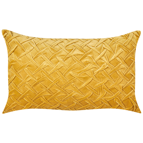 Dekokissen Gelb Samtstoff mit Polyester-Füllung 30 x 50 cm Plissee Plissiert Modern Elegant Accessories Wohnzimmer Schlafzimmer Flur Diele