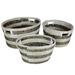 Costway Natural Canes Grass Baskets Stackable Storage Bins Set of 3 with Hollowed Handles