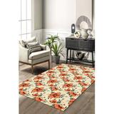 White 70 x 47 x 0.1 in Area Rug - Hokku Designs Maxat Area Rug w/ Non-Slip Backing Polyester/Cotton | 70 H x 47 W x 0.1 D in | Wayfair
